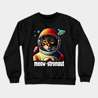 FUNNY SPACE CAT IS A MEOW-STRONAUT CUTE KITTEN FELINE Crewneck Sweatshirt